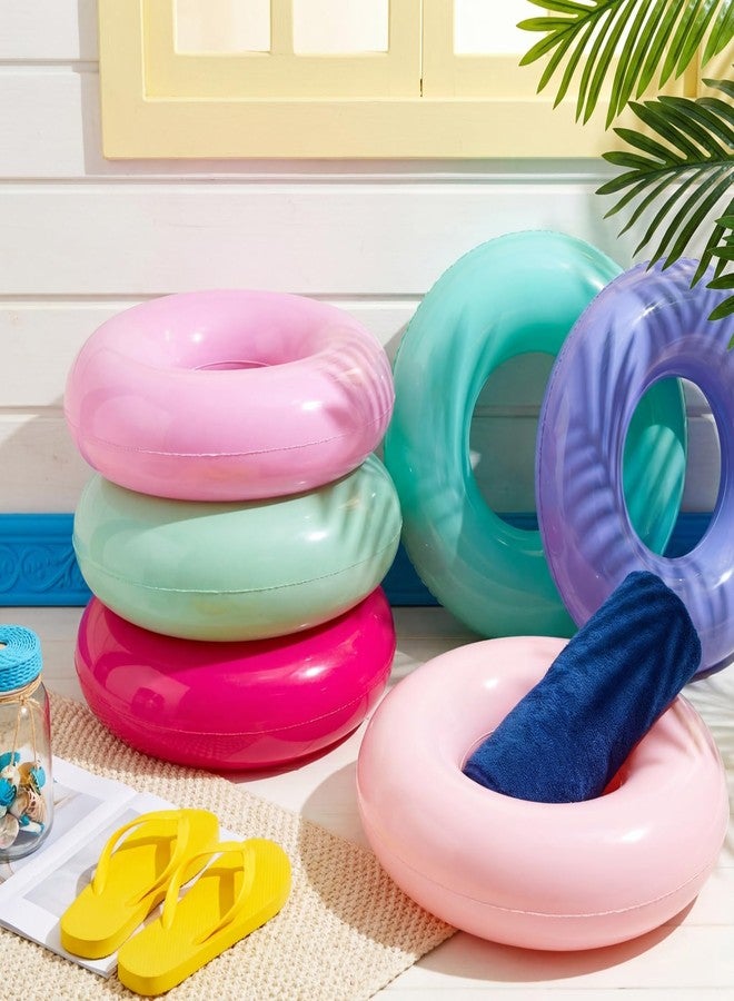 Vertintong 12 Pcs 28 Inches Inflatable Pool Float Bulk Swim Tube for Adult Swimming Ring Pool Floaties for Beach Summer Lake Beach Hawaiian Vacation Party Decoration (Morandi Color) - Image 3