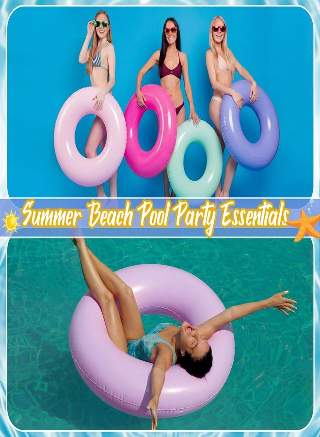 Vertintong 12 Pcs 28 Inches Inflatable Pool Float Bulk Swim Tube for Adult Swimming Ring Pool Floaties for Beach Summer Lake Beach Hawaiian Vacation Party Decoration (Morandi Color) - Image 5
