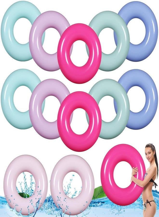 Vertintong 12 Pcs 28 Inches Inflatable Pool Float Bulk Swim Tube for Adult Swimming Ring Pool Floaties for Beach Summer Lake Beach Hawaiian Vacation Party Decoration (Morandi Color) - Image 1