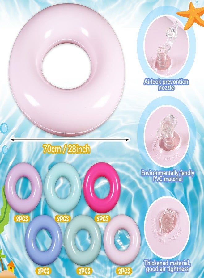 Vertintong 12 Pcs 28 Inches Inflatable Pool Float Bulk Swim Tube for Adult Swimming Ring Pool Floaties for Beach Summer Lake Beach Hawaiian Vacation Party Decoration (Morandi Color) - Image 2
