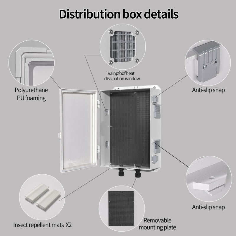 Namunanee Outdoor Electrical Junction Box, ABS Water Resistant Enclosure with Internal Mounting Panel & Hinged Cover, 15.7" H* 11" L* 5.9" W - Image 5