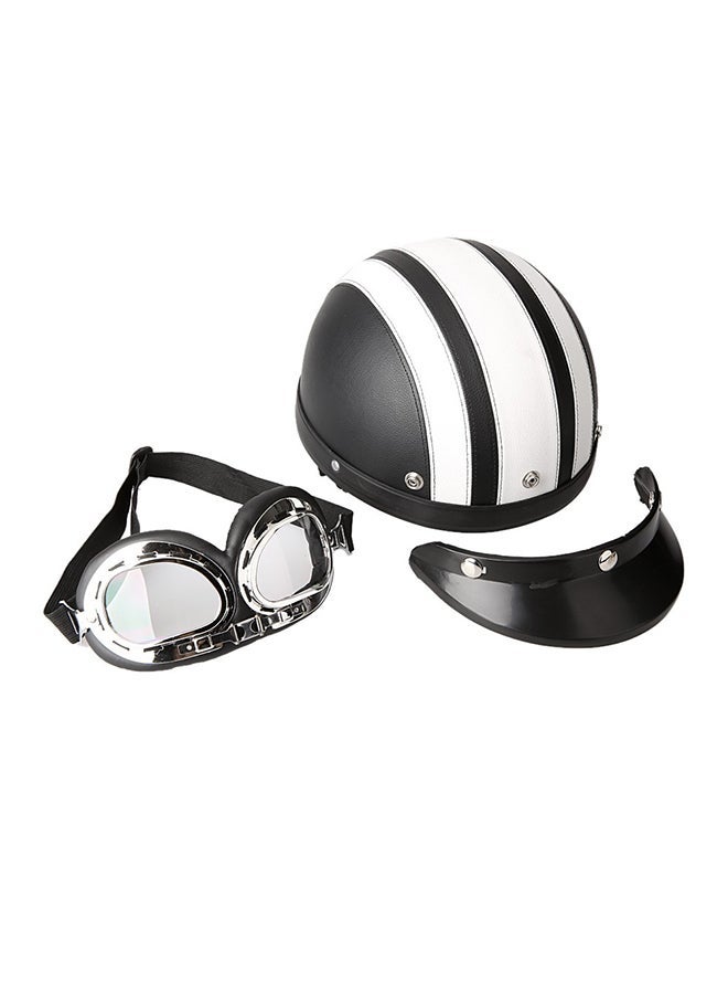 Generic Open Face Bike Helmet With Visor And Goggles  - Image 2