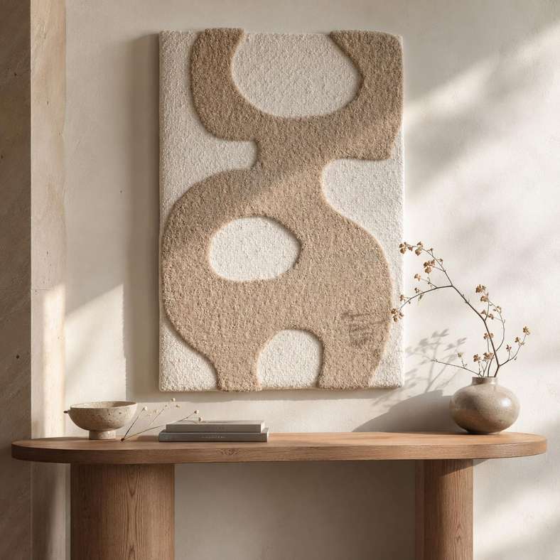 Pan Home Palin Hand Tufted Wool Wall Art 80x120cm - Ivory - 191TRY9900123 - Image 1