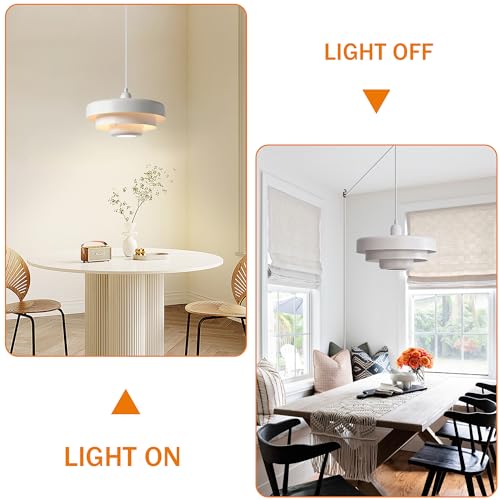 DoungRos Hanging Lamp Plug in White Pendant Light Fixtures Mid Century Modern Pendant Lamp Nordic Style Pendant Lighting Metal Shade for Living Room Dining Room Bedroom Kitchen Island - Image 3