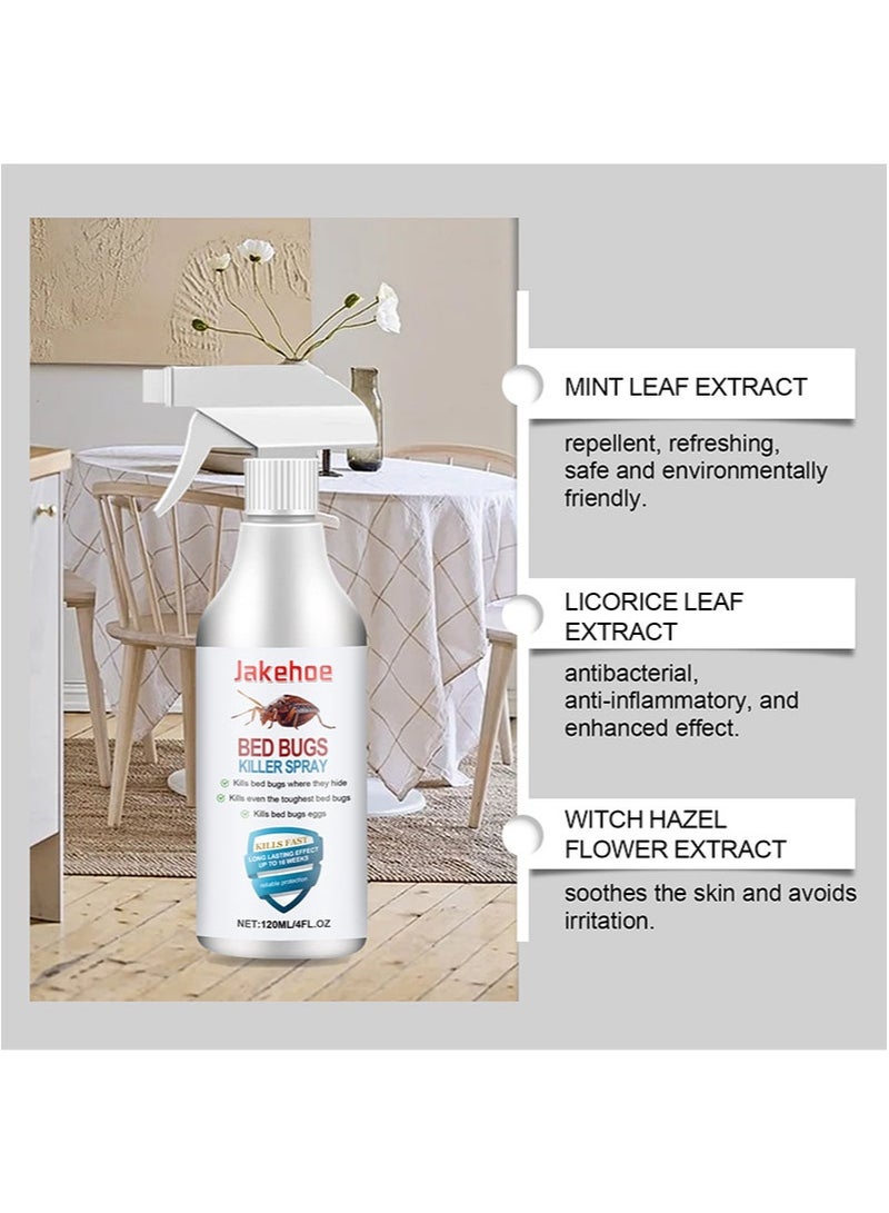 Jakehoe 120ml Roach & Fly Killer Spray, Plant-Based Actives Kill Insects & Bugs on Contact, Non-Greasy, Repellent Indoor flea moth bugs bed bugs, No Stains, Fresh Scent - Image 3