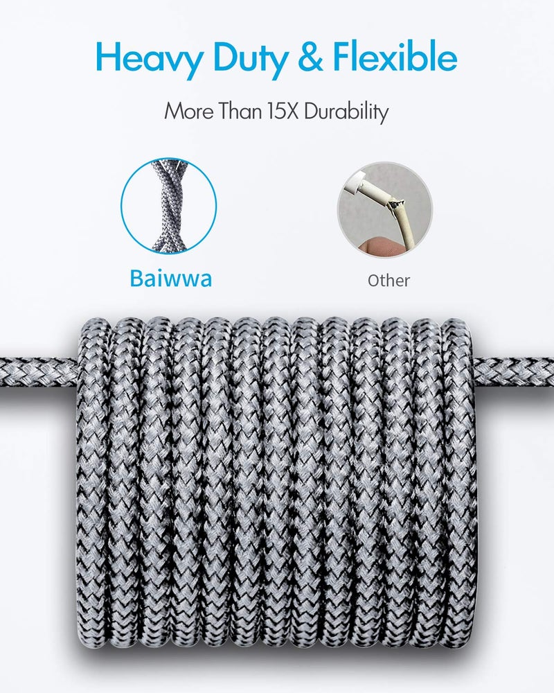 Baiwwa Extra Long USB C Cable 20ft, USB A to Type C Cable Charger Cord Premium Nylon Braided for iPhone 16 15 Series Samsung Galaxy Note Tab, Moto, LG, Pixel and More USB C Smartphone & Tablet - Image 4