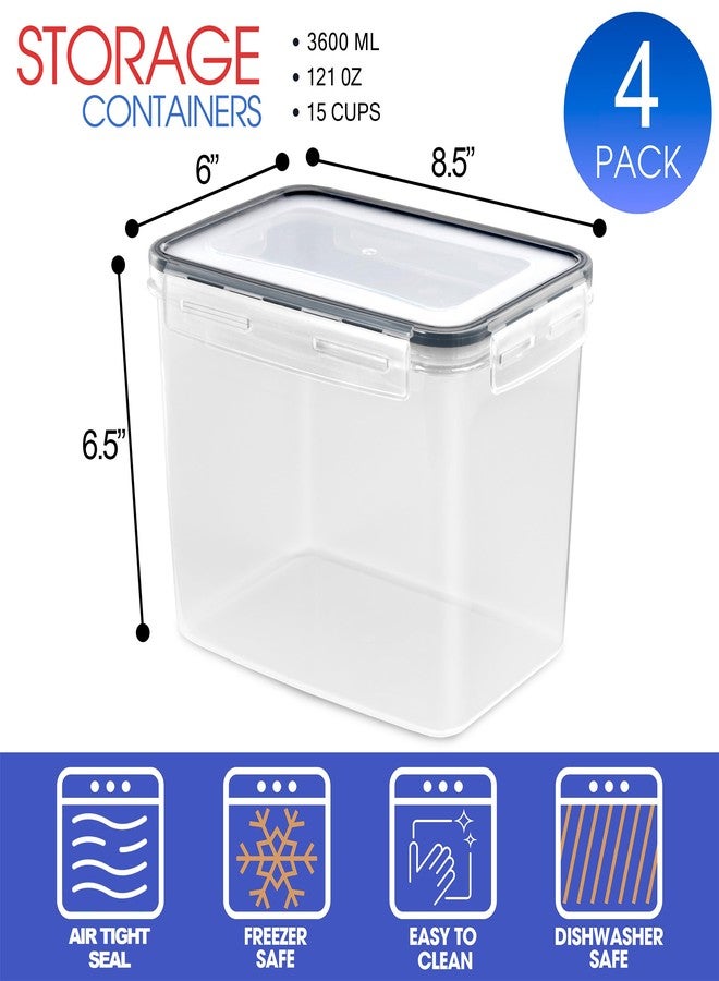 Sorbus Food Storage Containers - Pack of 4 - Air Tight, Four-Way Snap Lids Keeps Food Fresh - Store Cereal, Pasta, Flour, Nuts, Candy - Durable Plastic Kitchen Pantry Bins - Image 4