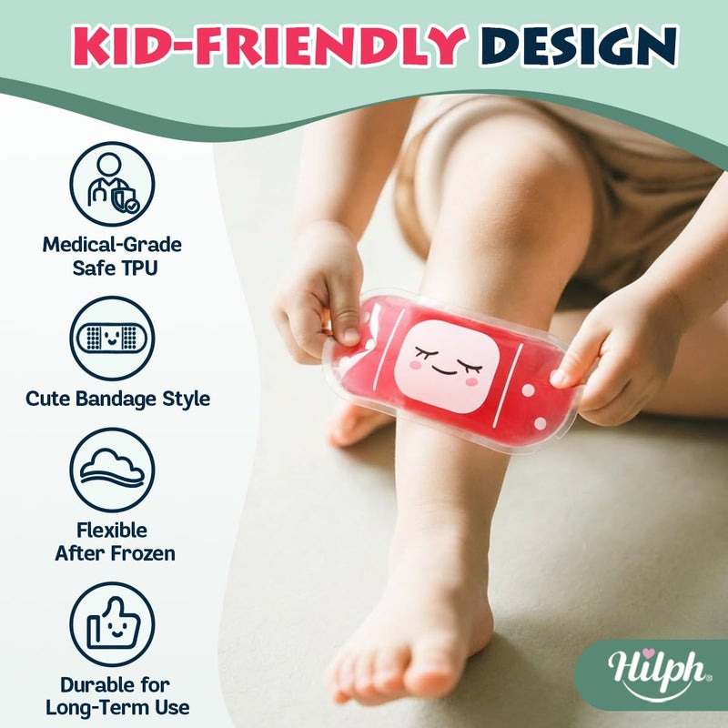 Hilph Kids Ice Packs for Boo Boos, Reusable Toddler Ice Packs, Cute Bandage Design Cold Pack Hot Cold Therapy for Children's Bruises, Fever, Headache, Toothache, First Aid, 4 Pack - Image 2