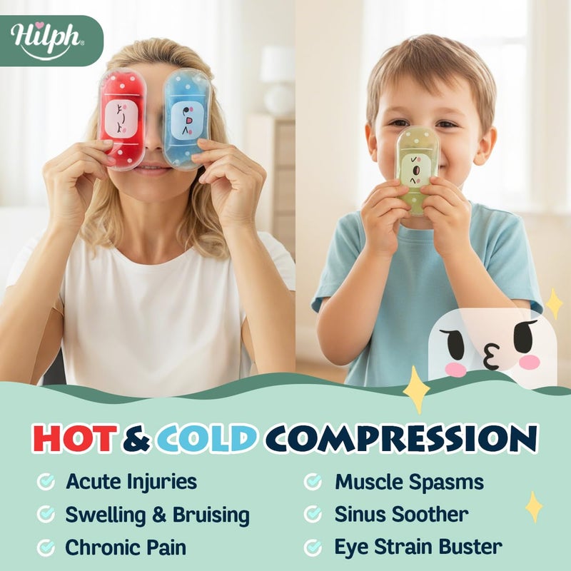 Hilph Kids Ice Packs for Boo Boos, Reusable Toddler Ice Packs, Cute Bandage Design Cold Pack Hot Cold Therapy for Children's Bruises, Fever, Headache, Toothache, First Aid, 4 Pack - Image 3