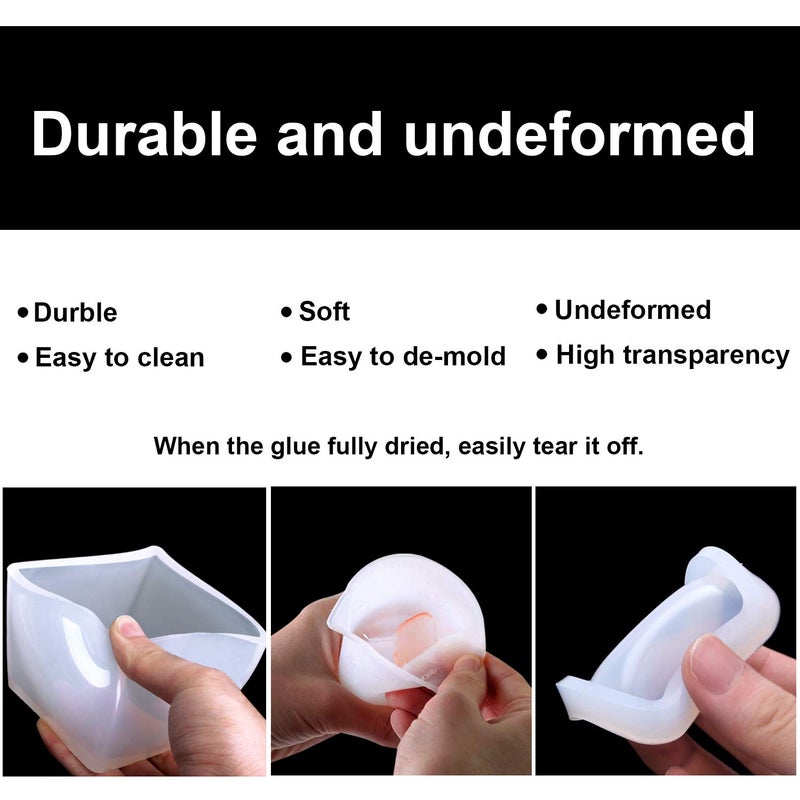 Repinsta Silicone Resin Molds 5Pcs Resin Casting Molds Including Sphere, Cube, Pyramid, Square, Round with 1 Measuring Cup & 5 Plastic Transfer Pipettes for Resin Epoxy, Candle Wax, Soap, Bowl Mat etc - Image 3
