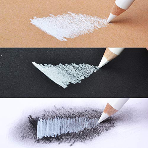 Pasler white charcoal pencils set - Sketch Highlight white pencils for drawing, sketching, shading, blending (12 pack) - Image 3