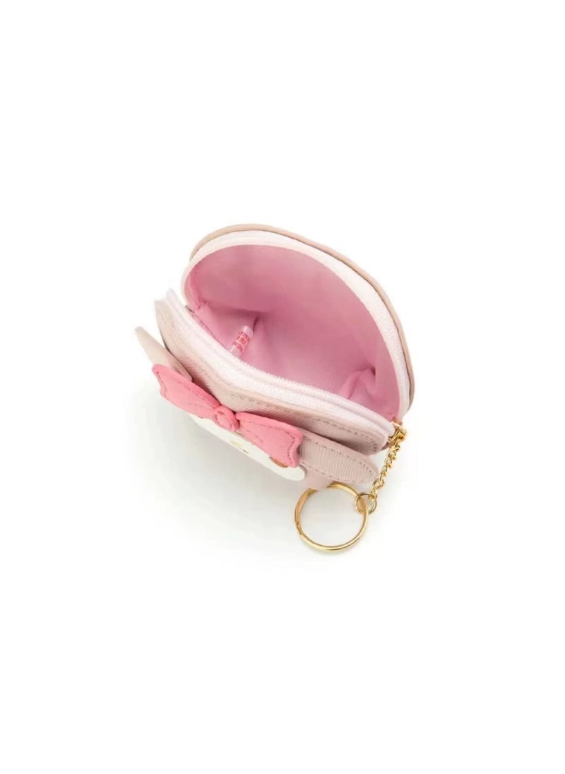 Generic - Cute Pink Bunny Leather Coin Purse for Women with Zipper, Small Cartoon Animal Change Pouch with Keychain, Ideal for Storing Coins and Small Essentials. - Image 1