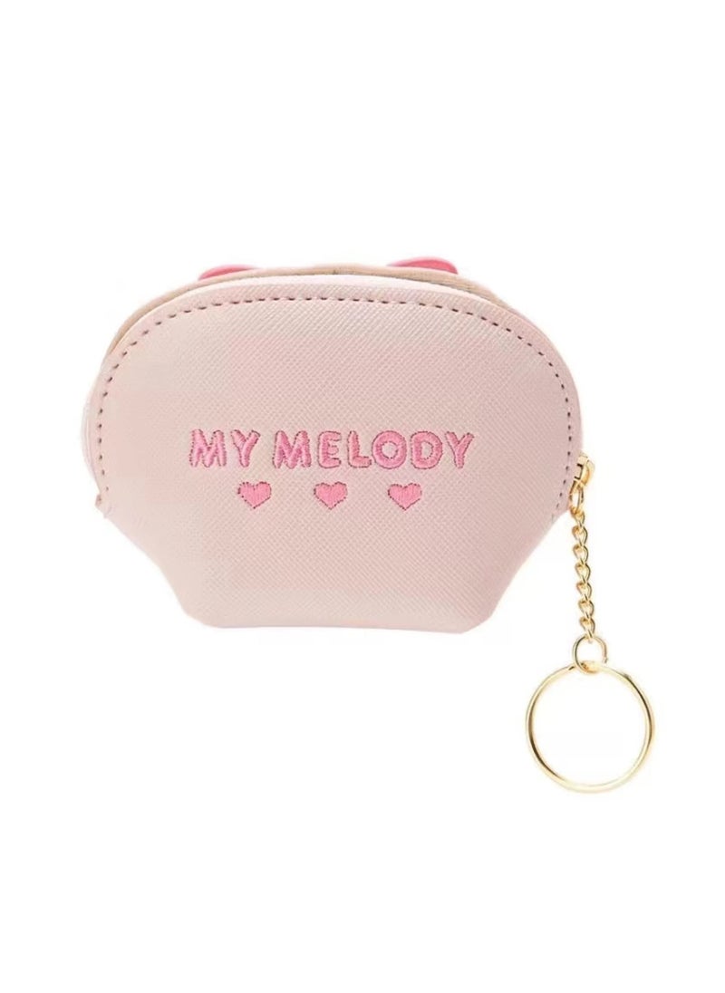 Generic - Cute Pink Bunny Leather Coin Purse for Women with Zipper, Small Cartoon Animal Change Pouch with Keychain, Ideal for Storing Coins and Small Essentials. - Image 1