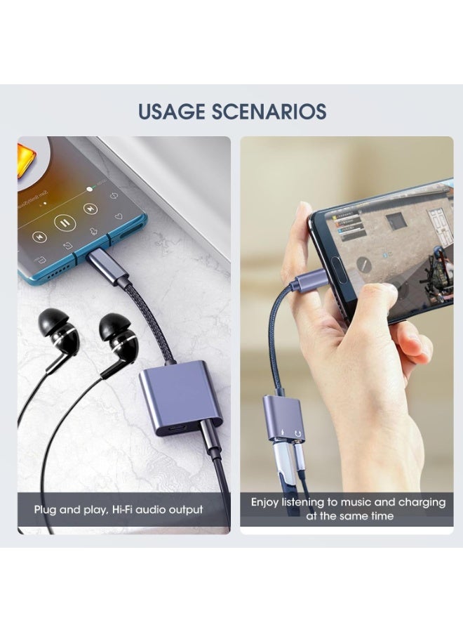 محول USB-C إلى مقبس 3.5 مم وشحن سريع 60 واط – محول صوت 2 في 1 عالي الجودة لأجهزة USB نوع C - Image 5