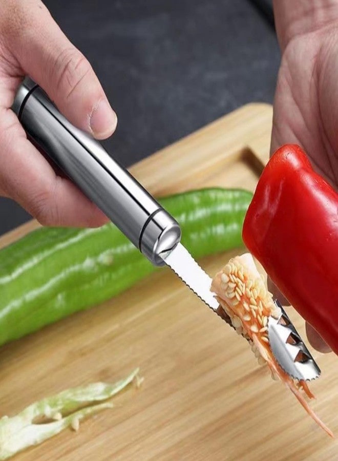 KKpxafl Fruit and Vegetable Corer Tool, Multi-Function Stainless Corer and Pitter Remover Set for Apple, Chili Kernel Remover Fruit Slicer for Kitchen - Image 2
