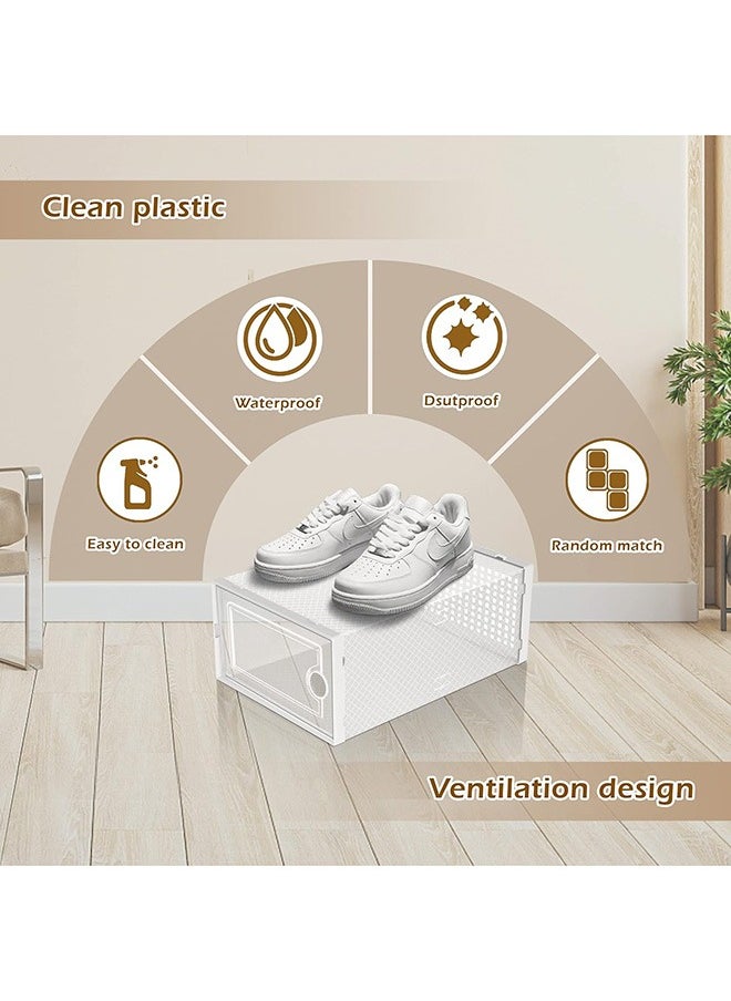 RollsTimi  12 Pack Plastic Stackable Shoe Box Organizer,Clear Foldable Shoe Storage Boxes  - Image 4