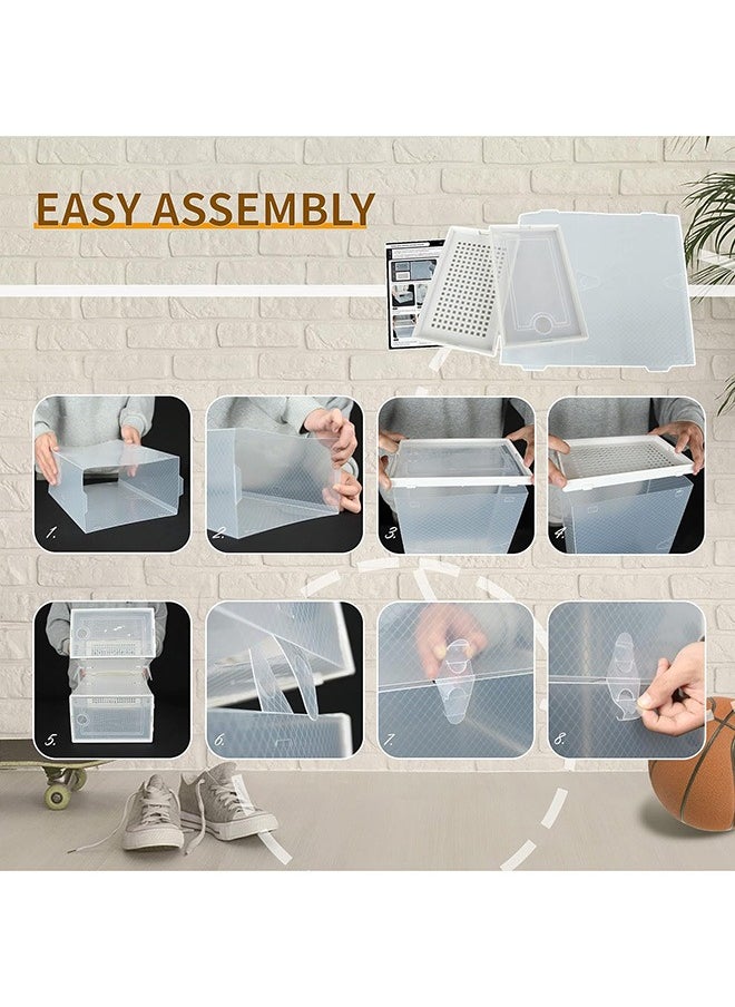 RollsTimi  12 Pack Plastic Stackable Shoe Box Organizer,Clear Foldable Shoe Storage Boxes  - Image 5