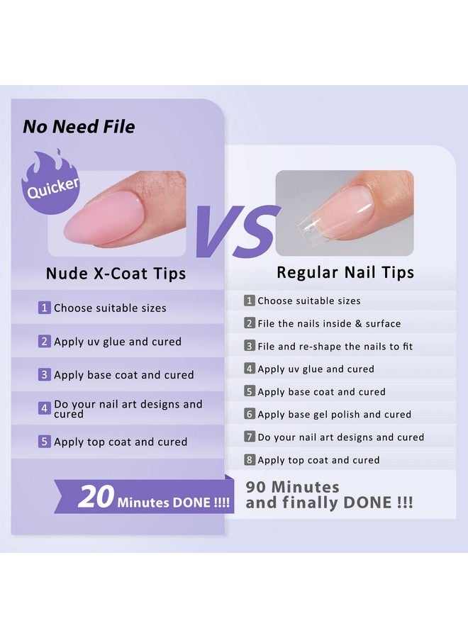 بي تي آرت بوكس أطراف أظافر طبيعية من BTArtbox XCOATTIPS - أظافر لوزي قصيرة وردية اللون، أظافر جيل ناعمة تدوم طويلًا، أظافر صناعية، أظافر أكريليك قابلة للنقع، ملحقات أظافر صناعية لتزيين الأظافر، هدايا عيد الحب - Image 5