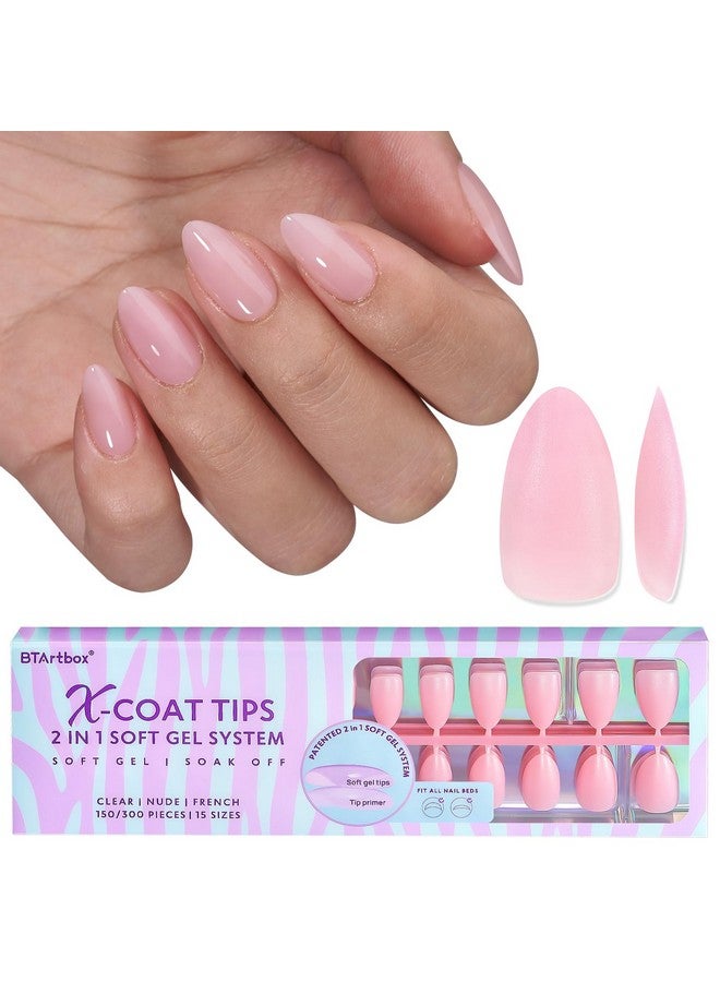 بي تي آرت بوكس أطراف أظافر طبيعية من BTArtbox XCOATTIPS - أظافر لوزي قصيرة وردية اللون، أظافر جيل ناعمة تدوم طويلًا، أظافر صناعية، أظافر أكريليك قابلة للنقع، ملحقات أظافر صناعية لتزيين الأظافر، هدايا عيد الحب - Image 1