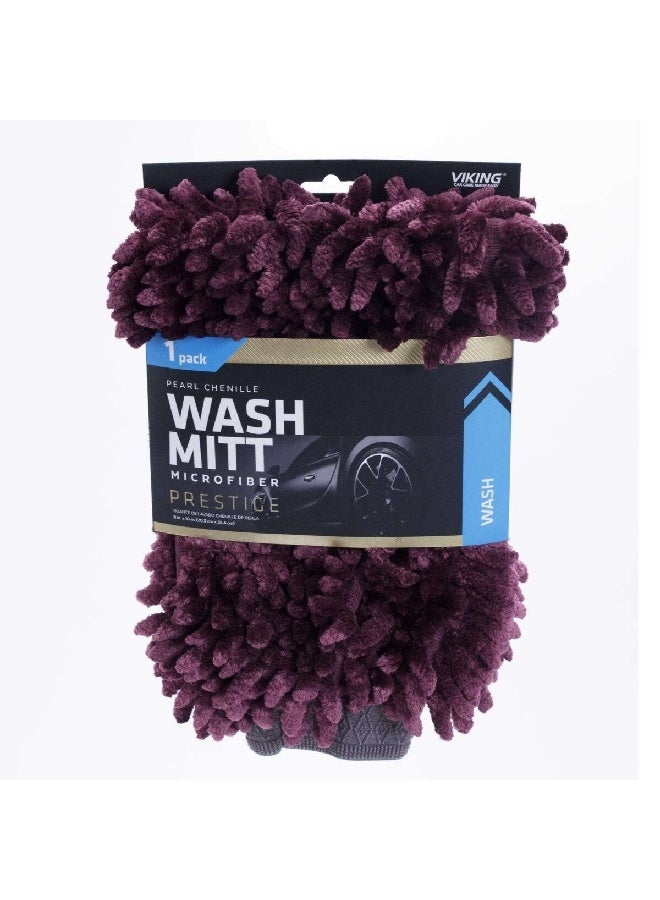 Viking Prestige Pearl Chenille Microfiber Wash Mitt Purple 8 x 10 inch - Image 2