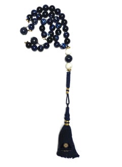 33 Prayer Beads White Natural Cotton Agate And Sea Blue Sandalus