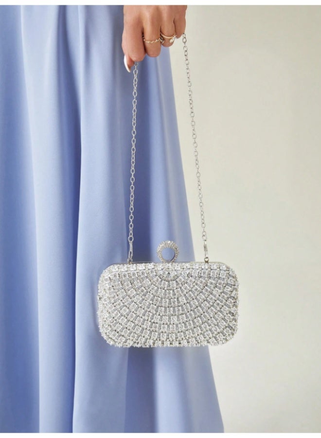 أم أتش دي حقيبة كلاتش صغيرة فاخرة وأنيقة ورائعة للسهرة مزينة بأحجار الراين، لحفلات الزفاف، وحفلات التخرج، وحفلات الزفاف، وشهر العسل، والعرائس، والضيوف، والعرائس، ورمضان - Image 2