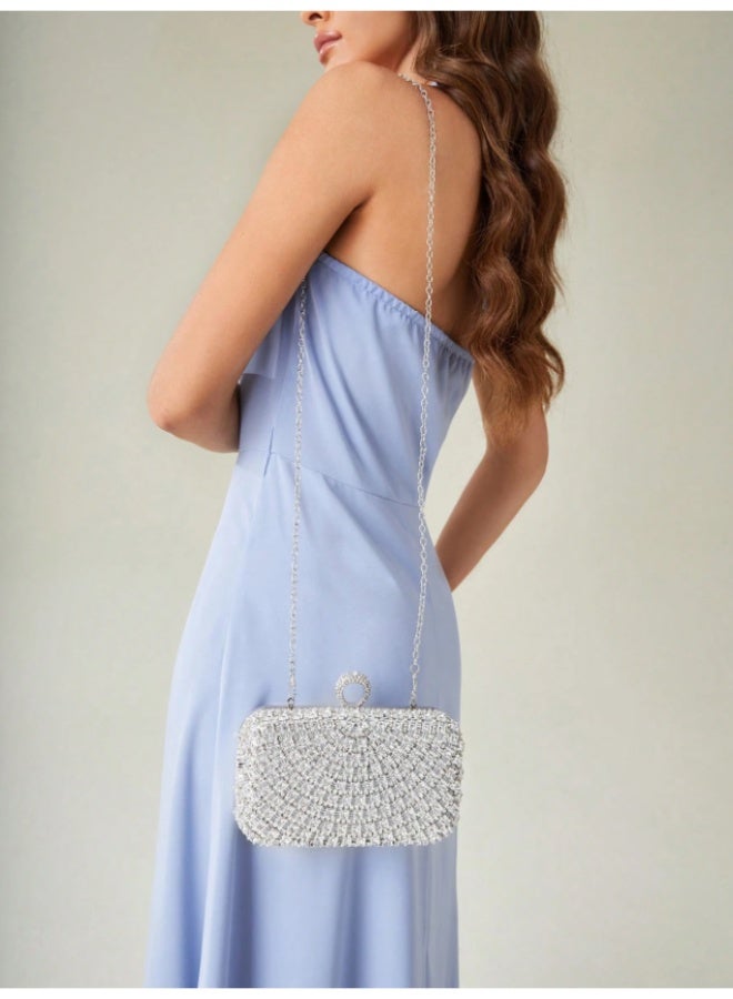 أم أتش دي حقيبة كلاتش صغيرة فاخرة وأنيقة ورائعة للسهرة مزينة بأحجار الراين، لحفلات الزفاف، وحفلات التخرج، وحفلات الزفاف، وشهر العسل، والعرائس، والضيوف، والعرائس، ورمضان - Image 5