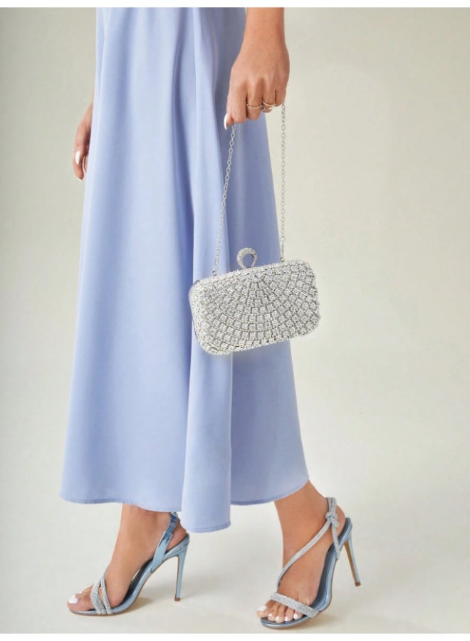 أم أتش دي حقيبة كلاتش صغيرة فاخرة وأنيقة ورائعة للسهرة مزينة بأحجار الراين، لحفلات الزفاف، وحفلات التخرج، وحفلات الزفاف، وشهر العسل، والعرائس، والضيوف، والعرائس، ورمضان - Image 3