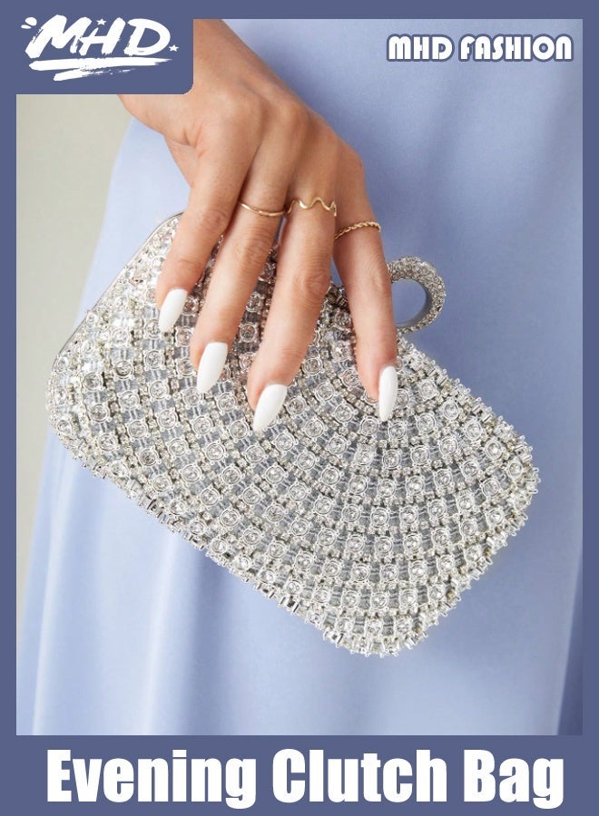 MHD Luxury, Elegant and Gorgeous Small Evening Clutch Bag with Rhinestones, for Weddings, Proms, Bridal Showers, Honeymoons, Brides, Guests, Brides, Ramadan - Image 1