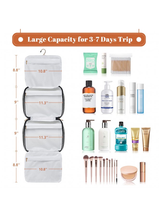 Bosidu Toiletry Bag for Women, Water-resistant Travel Makeup Organizer with Hanging Hook, 5 Compartments Large Cosmetic Case for Accessories, Shampoo and Full Sized Container, Shower Bag, Christmas Gift - Image 2