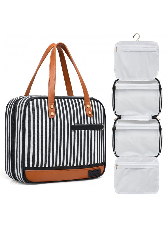 Bosidu Toiletry Bag for Women, Water-resistant Travel Makeup Organizer with Hanging Hook, 5 Compartments Large Cosmetic Case for Accessories, Shampoo and Full Sized Container, Shower Bag, Christmas Gift - Image 1