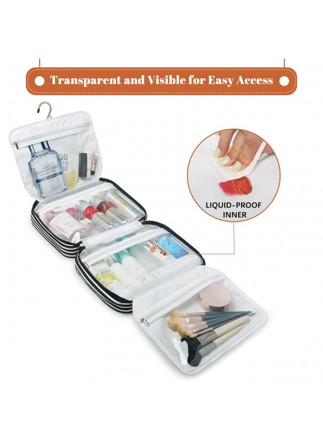Bosidu Toiletry Bag for Women, Water-resistant Travel Makeup Organizer with Hanging Hook, 5 Compartments Large Cosmetic Case for Accessories, Shampoo and Full Sized Container, Shower Bag, Christmas Gift - Image 3