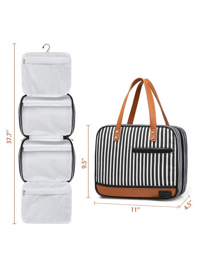 Bosidu Toiletry Bag for Women, Water-resistant Travel Makeup Organizer with Hanging Hook, 5 Compartments Large Cosmetic Case for Accessories, Shampoo and Full Sized Container, Shower Bag, Christmas Gift - Image 5