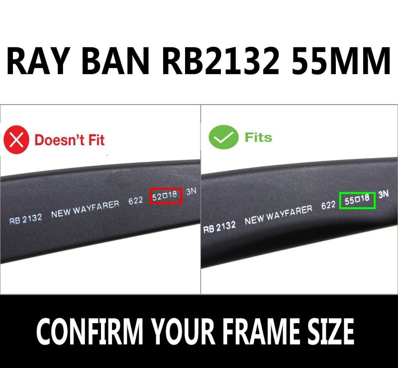 IKON LENSES IKON LENSES Replacement Lenses for RB2132 (55MM) Ray Ban (Polarized) - Fits RayBan RB 2132 New Wayfarer Sunglasses (Black/Grey)  - Image 2