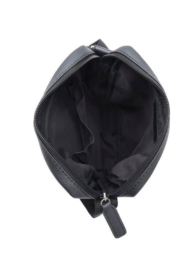 Cross Sling Crossbody Bag One Side Travel Messenger Multipurpose Genuine Leather Tablet Bag for Men And Women Office Business Outdoor Daily use with Adjustable Shoulder Strap - Black - Image 2