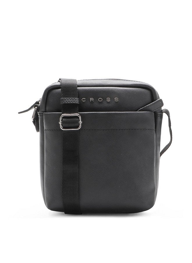 Cross Sling Crossbody Bag One Side Travel Messenger Multipurpose Genuine Leather Tablet Bag for Men And Women Office Business Outdoor Daily use with Adjustable Shoulder Strap - Black - Image 1