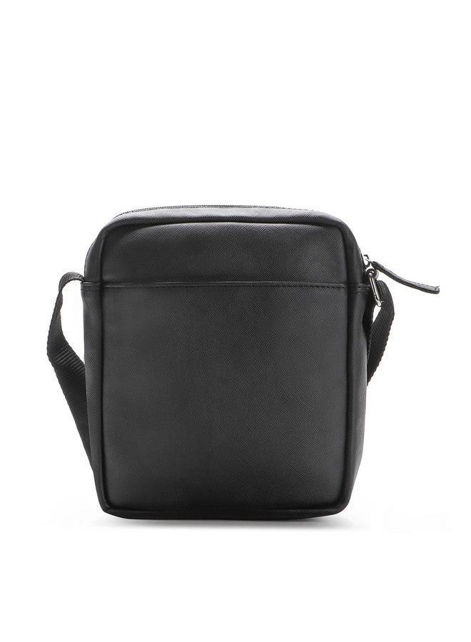 Cross Sling Crossbody Bag One Side Travel Messenger Multipurpose Genuine Leather Tablet Bag for Men And Women Office Business Outdoor Daily use with Adjustable Shoulder Strap - Black - Image 3