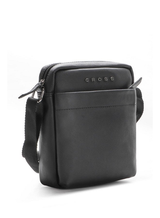 Cross Sling Crossbody Bag One Side Travel Messenger Multipurpose Genuine Leather Tablet Bag for Men And Women Office Business Outdoor Daily use with Adjustable Shoulder Strap - Black - Image 4