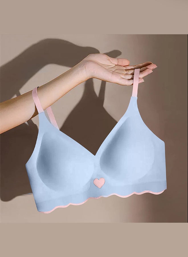 MARGOUN Women's Large Sports Bra Strong Support Seamless Lace Non-Slip Sports Bra Daily Wear Bra Without Underwire Classic Soft Bra for Yoga Sports Bustier Blue  - Image 3