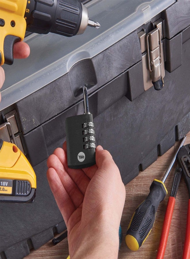 Yale 4 Digit Combination Lock Outdoor Waterproof Padlock for School Gym Locker, Sports Locker, Fence, Toolbox, Gate, Case, Hasp Storage (Black) - Image 3