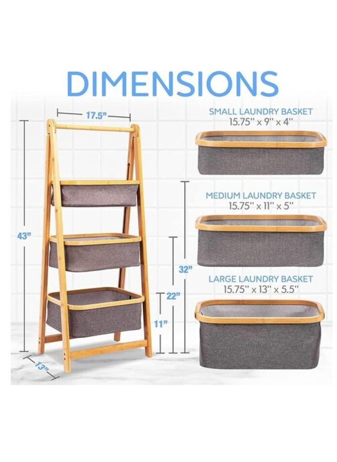 AtrauX Atraux 3-Tier Portable Laundry Storage Rack With Removable Baskets  - Image 2