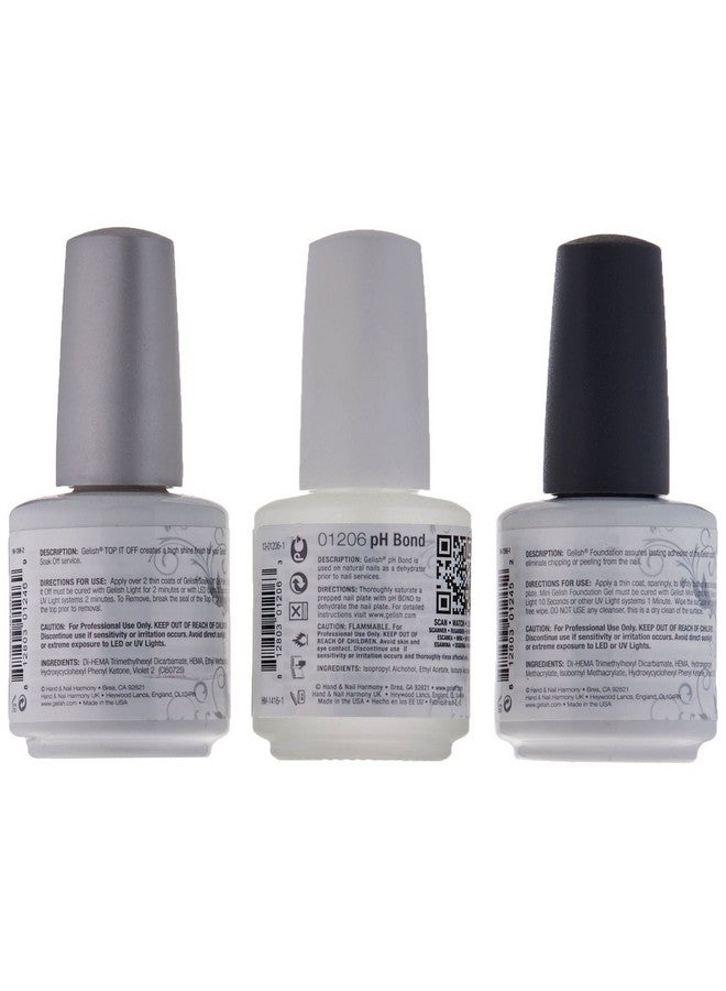 Gelish Terrific Trio Essentials 15 Milliliter Basic Care Soak Off Manicure Gel Nail Polish Kit with Foundation, pH Bond and Top It Off Gel