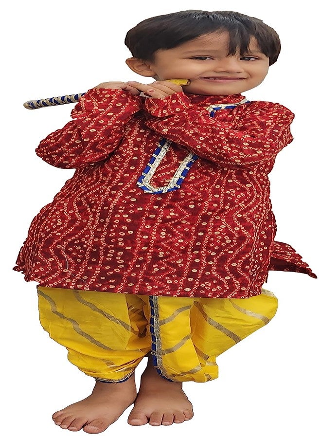 Aglare Krishna.. Embroidered Angarkha Top With Lace Work Dhoti And Mukut Murli,for Janmashtami and Navratri.Boys Kedia..G - Image 1