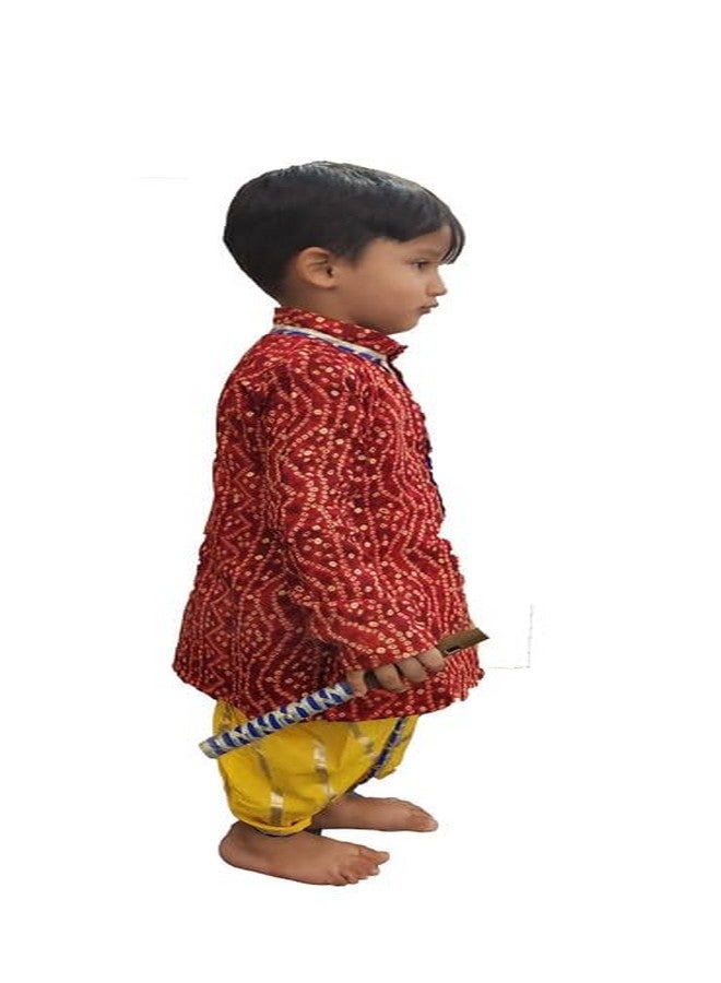 Aglare Krishna.. Embroidered Angarkha Top With Lace Work Dhoti And Mukut Murli,for Janmashtami and Navratri.Boys Kedia..G - Image 3