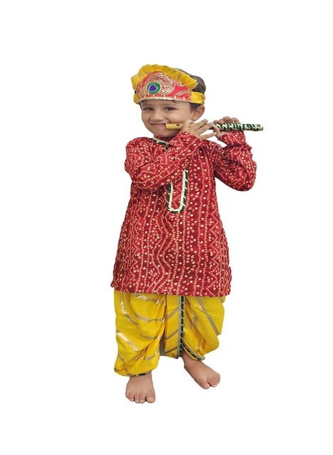 Aglare Krishna.. Embroidered Angarkha Top With Lace Work Dhoti And Mukut Murli,for Janmashtami and Navratri.Boys Kedia..G - Image 2