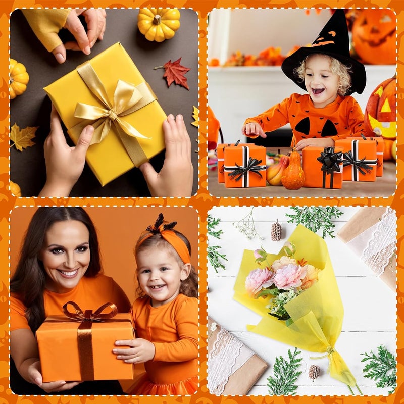 PLULON 60 Sheets Halloween Black Orange Yellow Tissue Paper Bulks, Gift Wrap Tissue Paper Sheets for Packaging Birthday Gift Wrapping Birthday Wedding Construction Decorations - Image 3