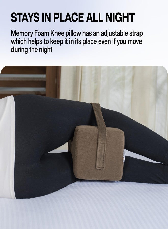 FOVERA Knee Pillow for Side Sleepers, Knock Knee Corrector for Sleeping, Memory Foam Leg Pillow Wedge Cushion for Side Sleeper, Sciatica, Pregnancy, Hip & Back Pain Relief - Washable Cover (Brown) - Image 4