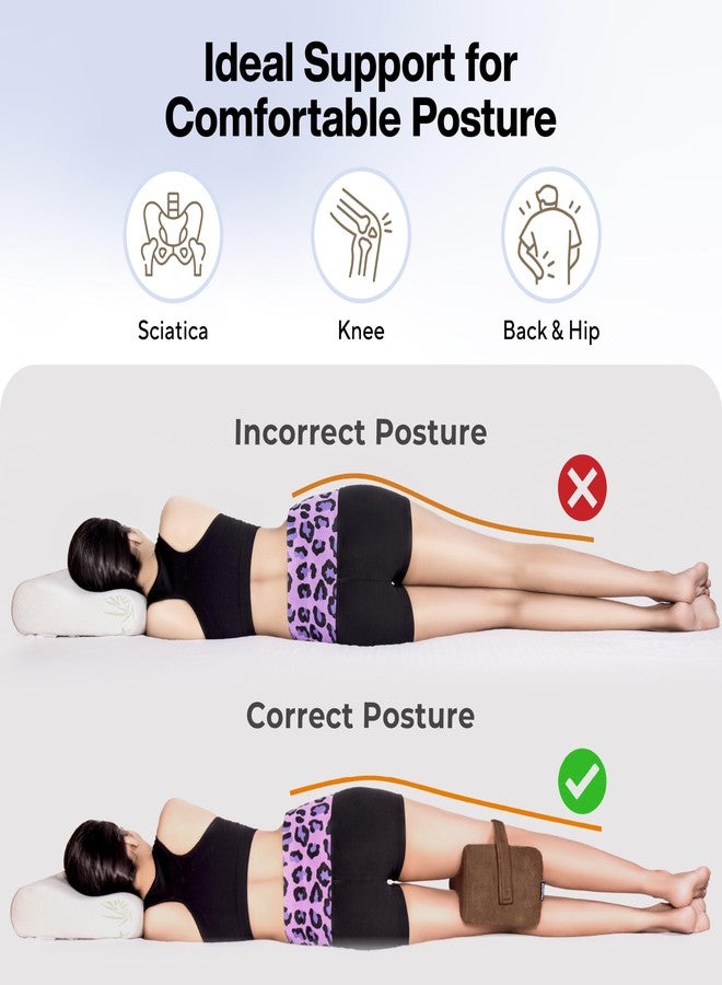 FOVERA Knee Pillow for Side Sleepers, Knock Knee Corrector for Sleeping, Memory Foam Leg Pillow Wedge Cushion for Side Sleeper, Sciatica, Pregnancy, Hip & Back Pain Relief - Washable Cover (Brown) - Image 5
