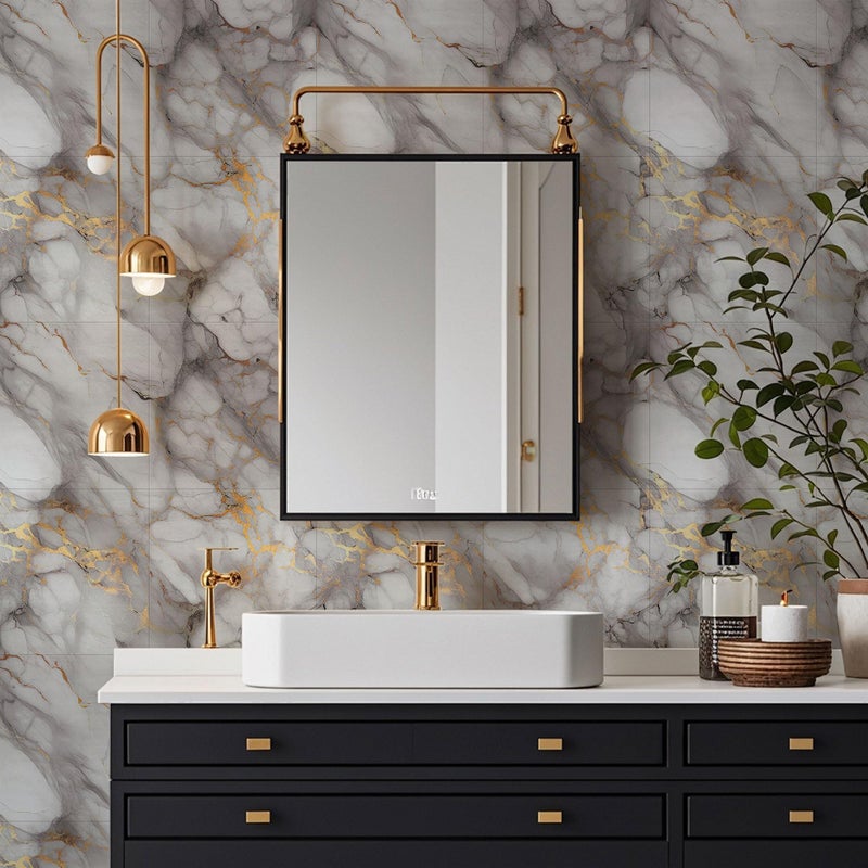WAPANE Peel and Stick Tile Shower Waterproof Marble Tiles Wall Panels, 11.8"x11.8" Self-Adhesive Backsplash Tile, 20 Pack - Image 3