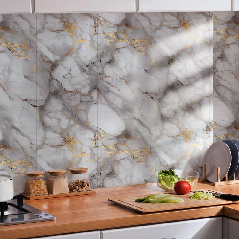 WAPANE Peel and Stick Tile Shower Waterproof Marble Tiles Wall Panels, 11.8"x11.8" Self-Adhesive Backsplash Tile, 20 Pack - Image 5